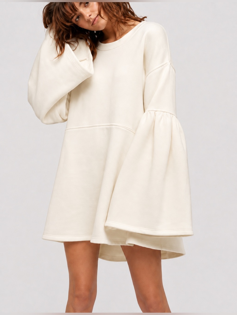 FP BEACH || Cream White Tunic Sweatshirt Dress. Sz. M